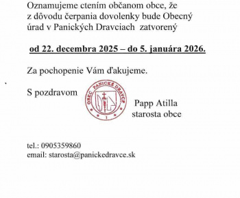 Aktuality / Oznam Obecného úradu - foto
