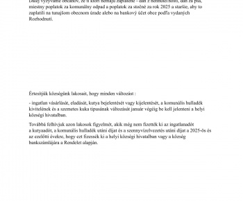 Aktuality / Oznámenie - daň z nehnuteľností, daň za psa, komunálny odpad - foto