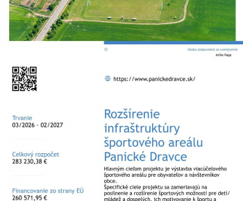 Aktuality / Rozšírenie infraštruktúry športového areálu Panické Dravce - foto