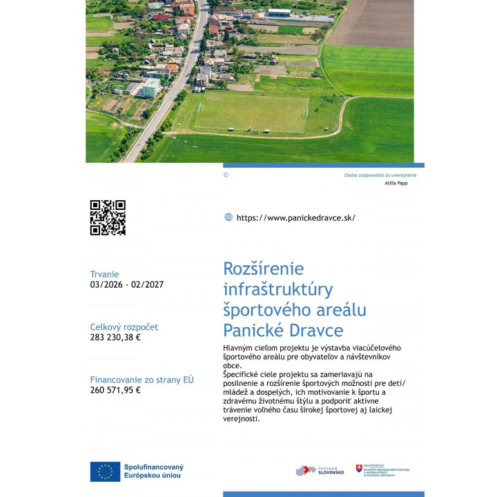 Rozšírenie infraštruktúry športového areálu Panické Dravce