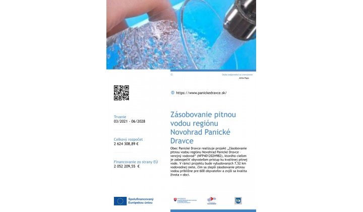 Zásobovanie pitnou vodou regiónu Novohrad Panické Dravce - verejný vodovod 